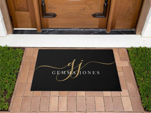 Review Stylish Gold Monogram Script Name Door Mat
