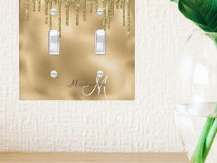 Top 10! Gold Monogram Glitter Drips Pretty Girly Light Swi Light Switch Cover