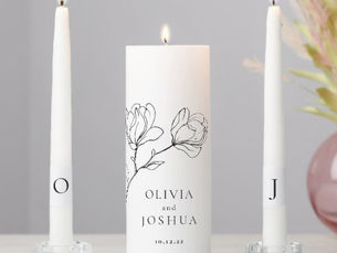 Top 5! Bohemian Black and White Floral Unity Candle Set