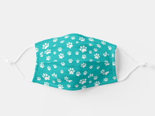 Big Deals! Cute Paw Print Modern Turquoise Pattern Adult Cloth Face Mask