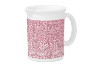 Hot Review! William Morris Forest Rabbit Bird Foliage Pink Beverage Pitcher