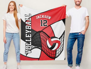 Best Price! Volleyball 🏐 in a Red, White and Black Fleece Blanket