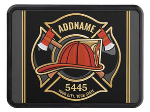 Top 10! Firefighter ADD NAME Fire Station Department Badge Hitch Cover