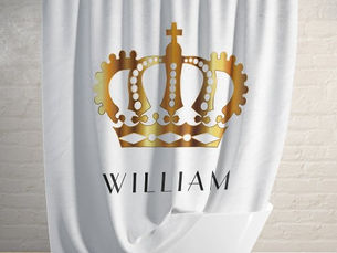 Big Deals! Personalized White Gold Royal Crown Shower Curtain