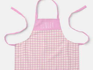Review Cute Vintage Pink Gingham Plaid Personalized Kid's Apron