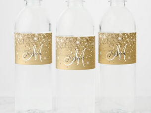 Hot Review! Glittery Gold Foil Black and White Monogram Water Bottle Label