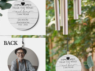 Best Deals! Memorial Wind Rustic Wood One Photo Wind Chime Wind Chime