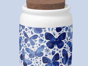 Best Deals! Butterfly Watercolor Blue Candy Jar