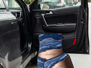 Hot Deals! Blue agate marble rose gold name script car floor mat