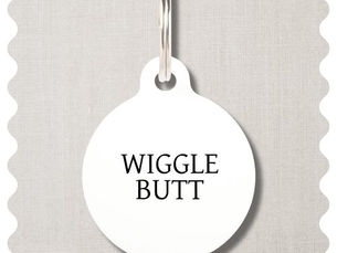 Hot Deals! Funny Wiggle Butt White and Black Dog Pet ID Tag