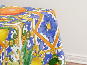 Top 5! Summer ,Sicilian tiles ,citrus,oranges,majolica    Tablecloth