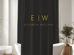 Best Price! Classic Black Gold Minimalist Black White Shower Curtain