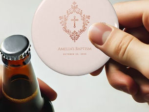 Best Deals! Pink Girl Baptism Favors Rose Gold Crest Elegant  Bottle Opener