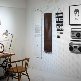 Kind of Blue record cassette store  weaving cassette tapes  MusicCloth exhibition by rehyphen