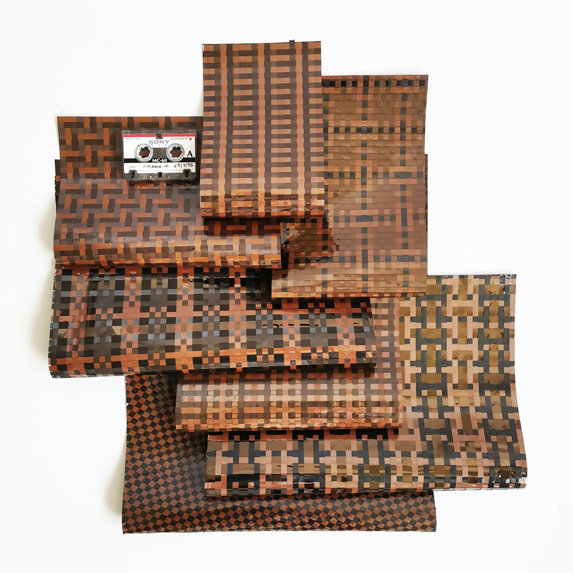 MusicCloth swatch card_ weaving cassette tapes