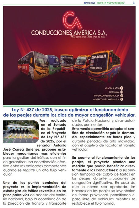 Ley N° 437 de 2025, busca optimizar el funcionamiento de los peajes durante los días de mayor congestión vehicular.