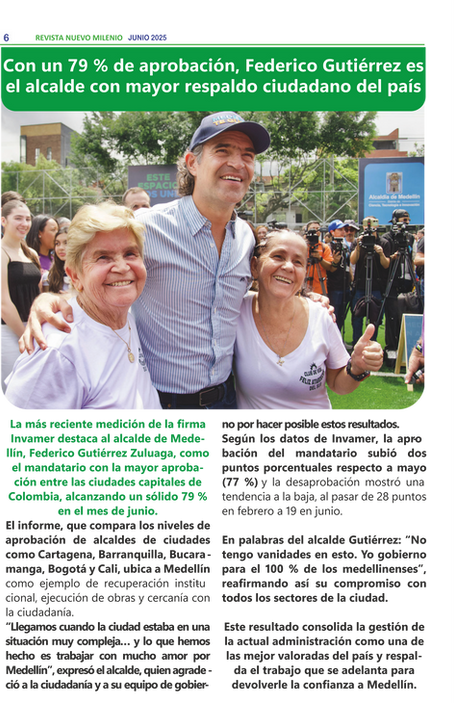 Alcalde de Medellin Federico Gutiérrez Aprobación del 79% en el País