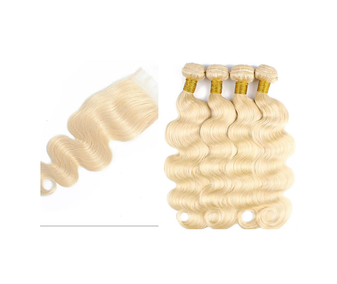 613 - 4 Bundles Body Wave Hair with 5x5 Transparent Closure