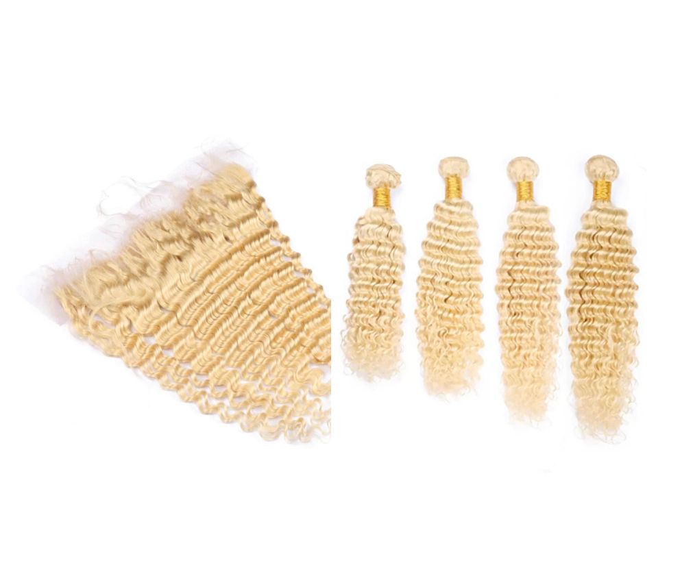 613 - 4 Bundles Deep Wave Hair with 13x4 Transparent Frontal