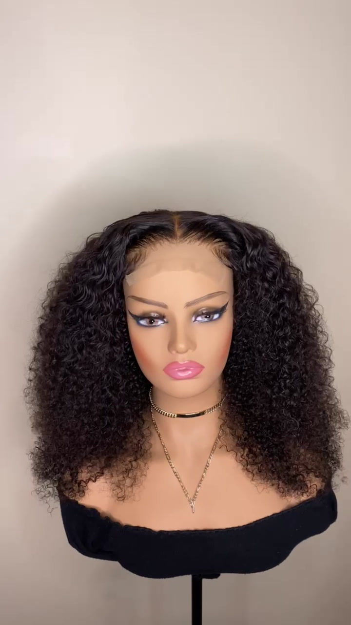 Thumbnail: Kinky Curly Wig - 20" - 5x5 Transparent Lace - SIZE MEDIUM