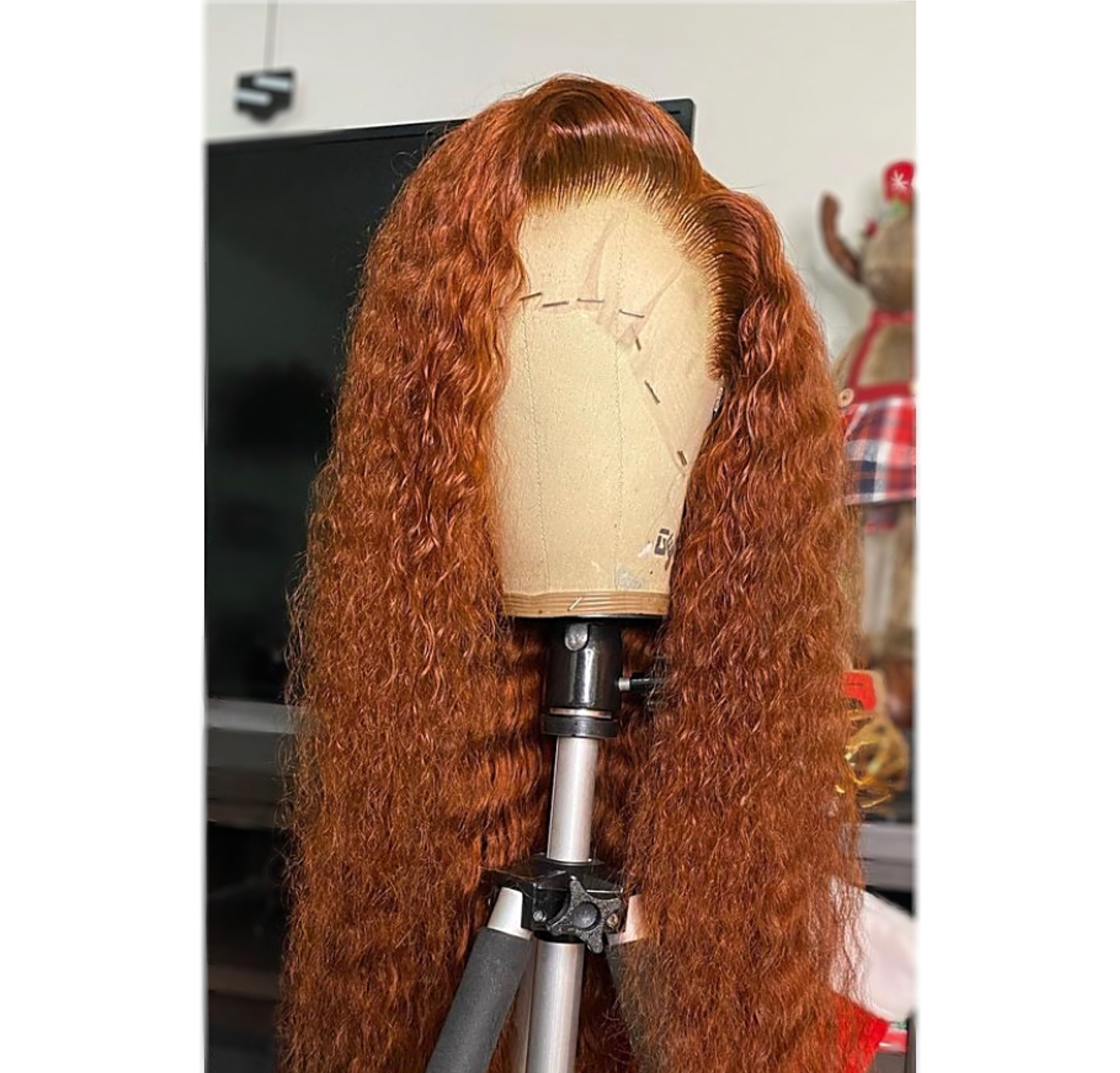 Copper Water Wave - Dark Roots- 4x4, 5x5, 13x4, 13x6 (different lengths)