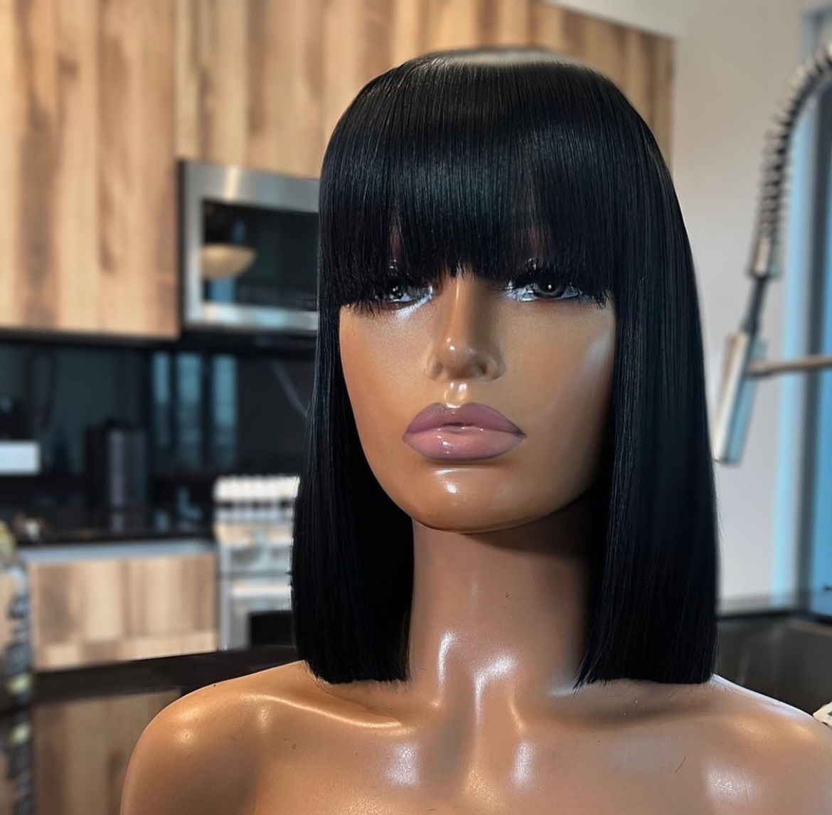 Jet Black Straight Bob Wig/ Bangs - 4x4, 5x5, 13x4, 13x6 (different length)