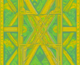 the letter X in a pattern of yellow and