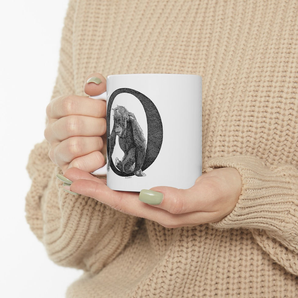 Thumbnail: Illustrated Letter O Ceramic Mug, 11oz