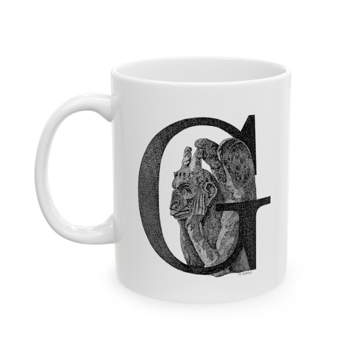 Illustrated Letter G Ceramic Mug, 11oz