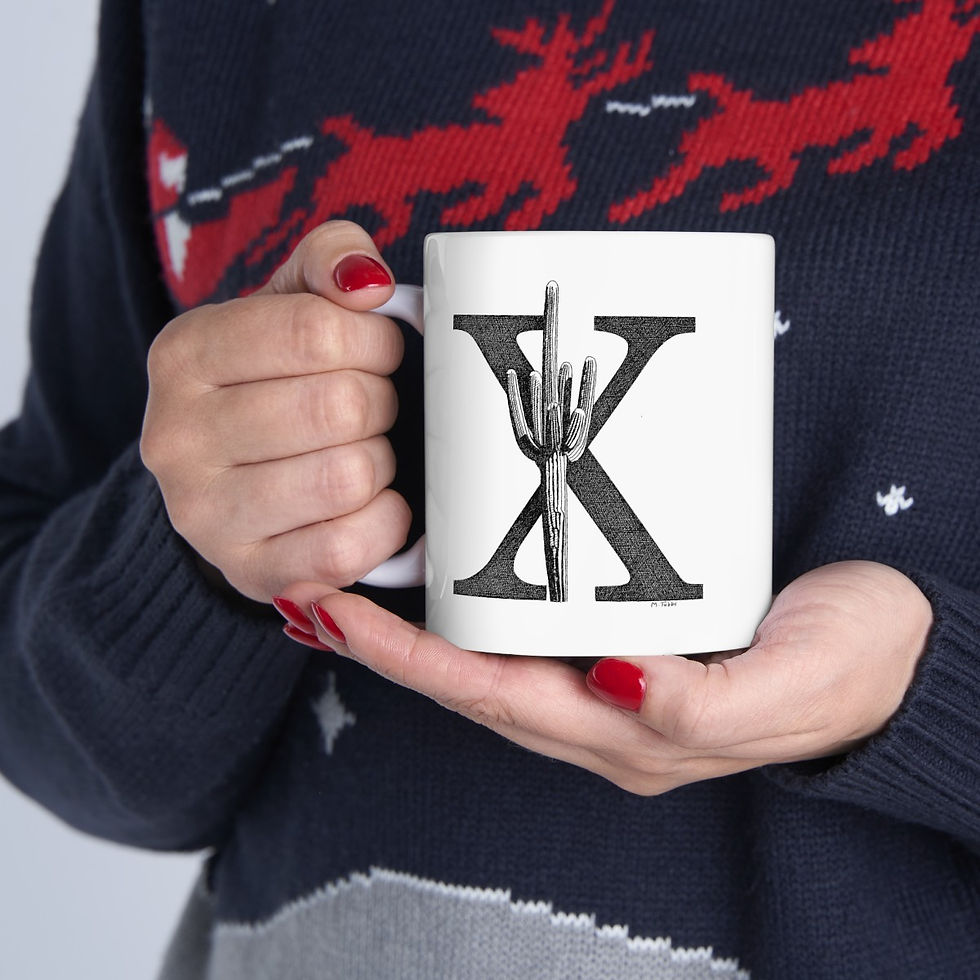 Thumbnail: Illustrated Letter X Ceramic Mug, 11oz.