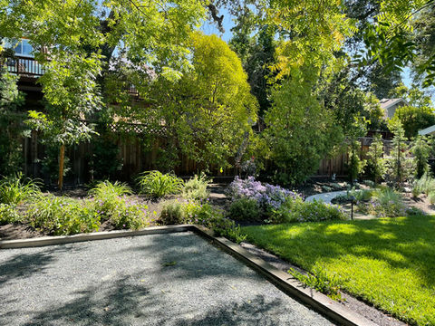 Bocce ball court adjacent to outdoor living space in Danville