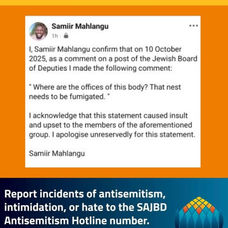 Apology from Samiir Mahlangu