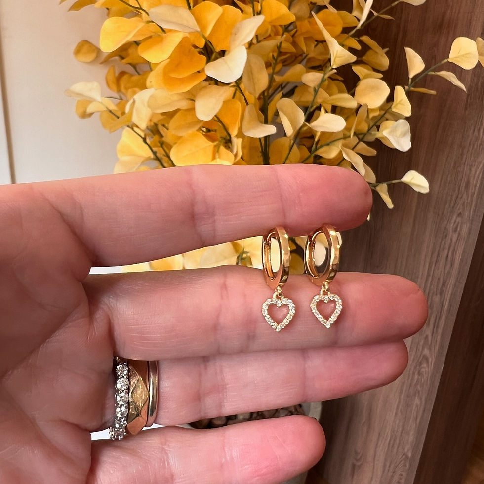Miniatura: Brincos Argola com Coração em Ouro e Diamantes