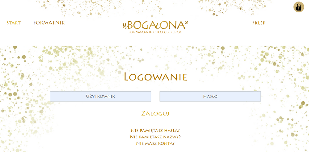 zrzut ekranu strony głównej logowania