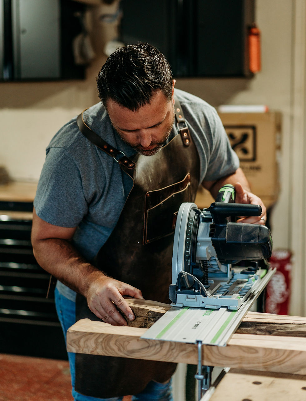 Fort Wayne Industrial Revolution creates custom pieces of furniture with hand picked pieces of wood that are then beautifully finished with rivers of epoxy