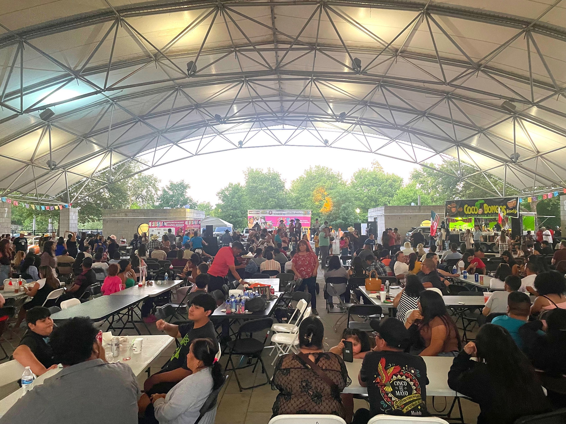 Getting the best Mexican / Hispanic food at Fiesta Fort Wayne under the Headwaters Park Pavillion. 