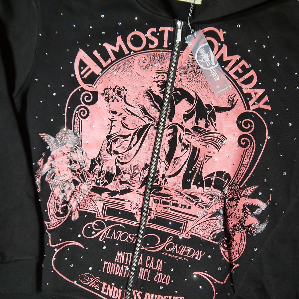 サムネイル： "Almost Someday" Lavish Zip Hoodie Flare Sweat Sets (Black)
