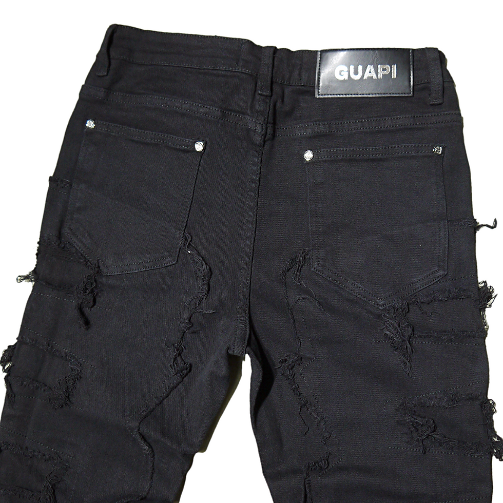 サムネイル： "Guapi" Obsidian Black Blood Diamond Stacked Jeans