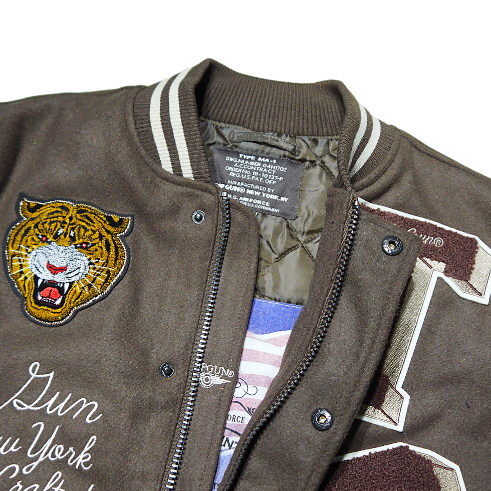 サムネイル： "TOP GUN®︎" Tiger Varsity Jacket (Brown)