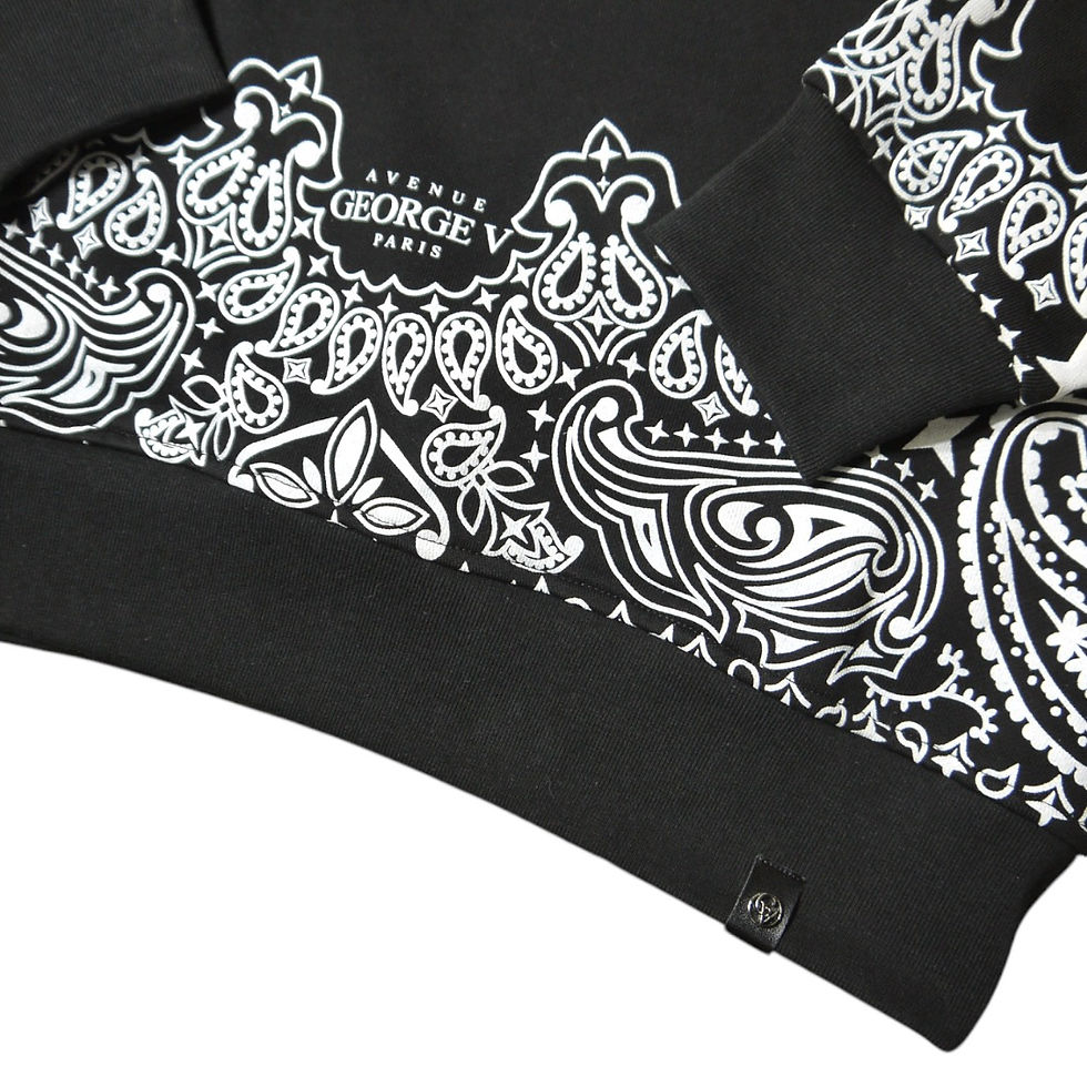サムネイル： ”GEORGE V" Paisley Rhinestone Hoodie (Black)