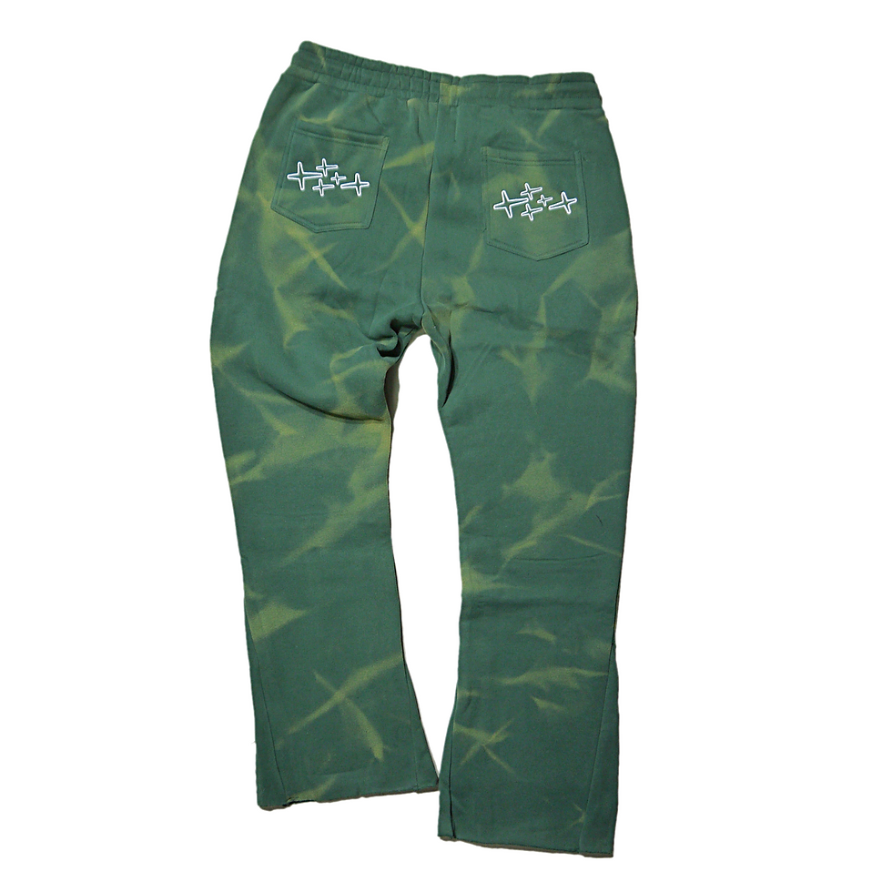 サムネイル： "RETROVERT" Washed Zip Hoodie×Flare Pants Sets (Green)