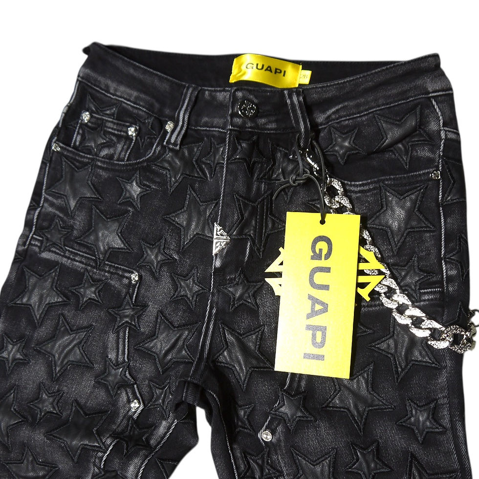サムネイル： "Guapi" Obsidian Black Stars Flare Jeans