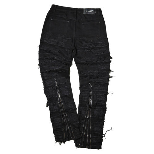 パンツ GUAPI ALL BLACK DISTRESSED BAGGY DENIM Guapi Clothing - All Black Distressed Baggy Denim Pant