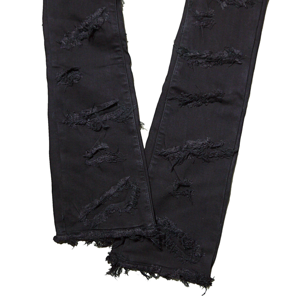 サムネイル： "Valabasas" Inferno Black Stacked Jeans