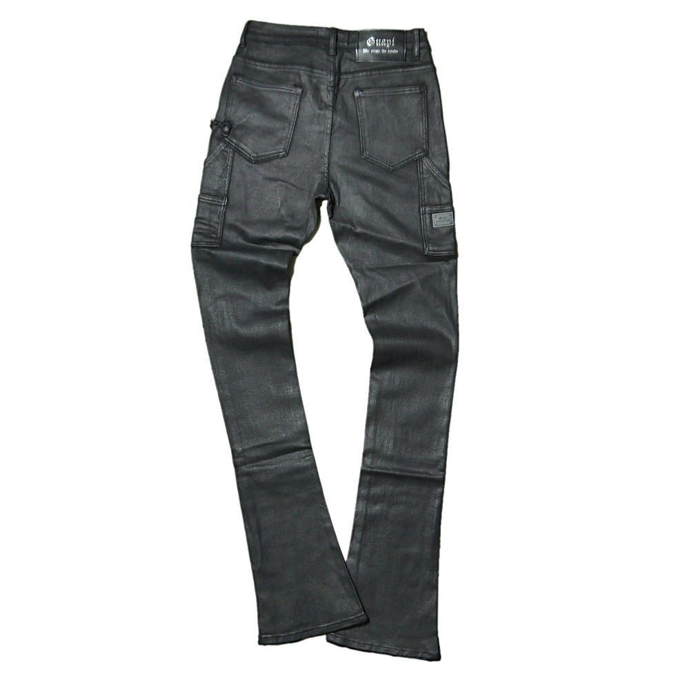サムネイル： "Guapi" All Black Carpenter Flare Waxed Jeans