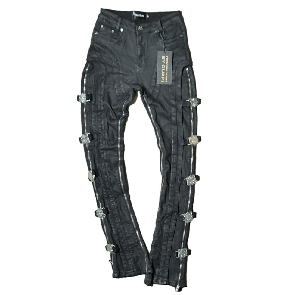 "Guapi" Obsidian Black Waxed Premium Flare Jeans