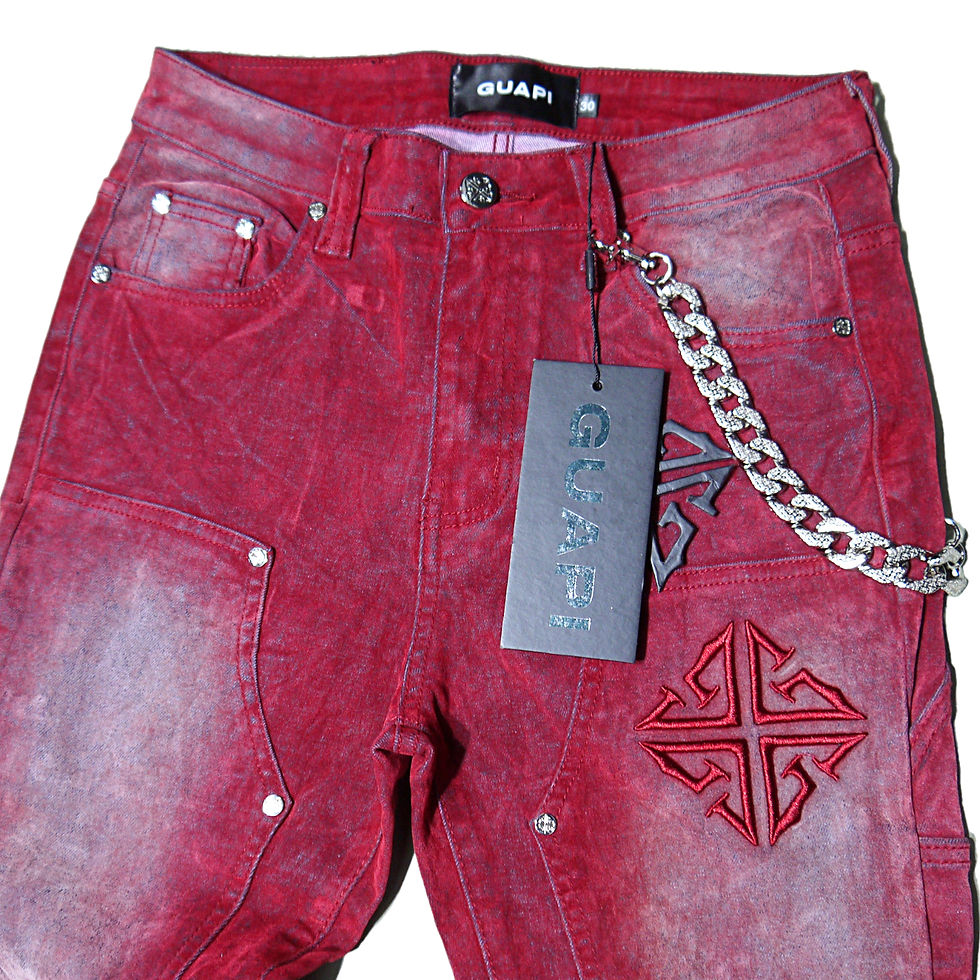 サムネイル： "Guapi" Velvet Red Velour Stacked Jeans
