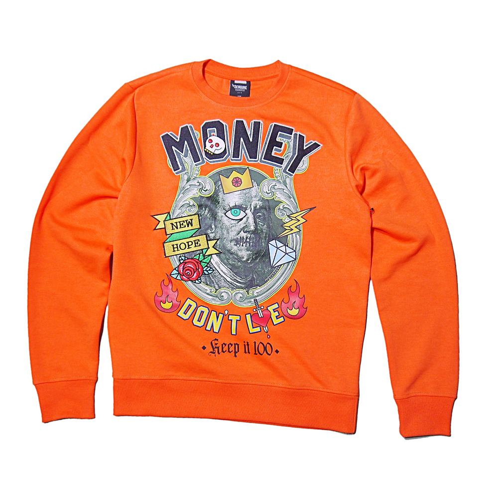 "GENUINE" Money Don't Lie Crewneck (Orange)