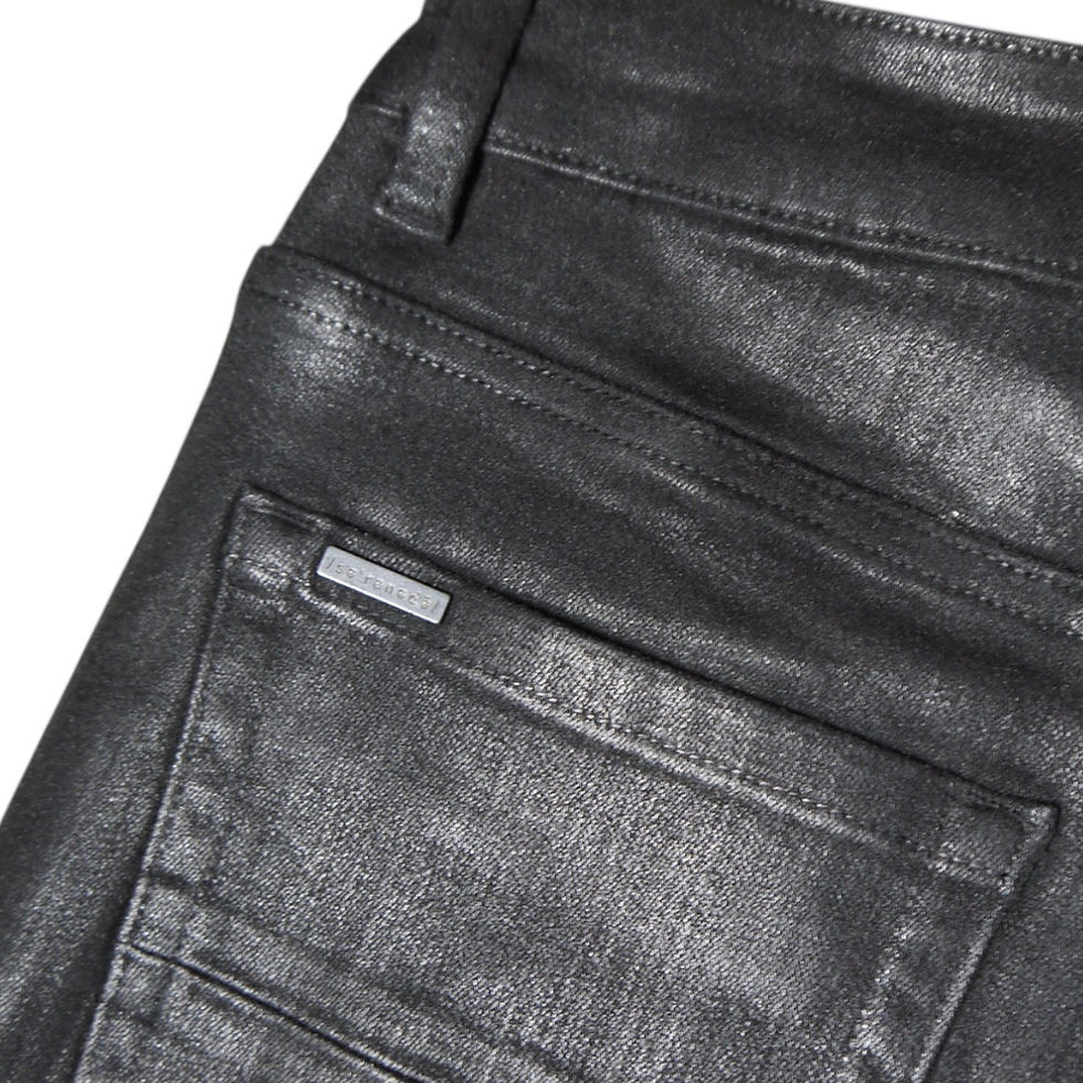 サムネイル： "SERENEDE®︎" Onyx Black Waxed Flare Jeans