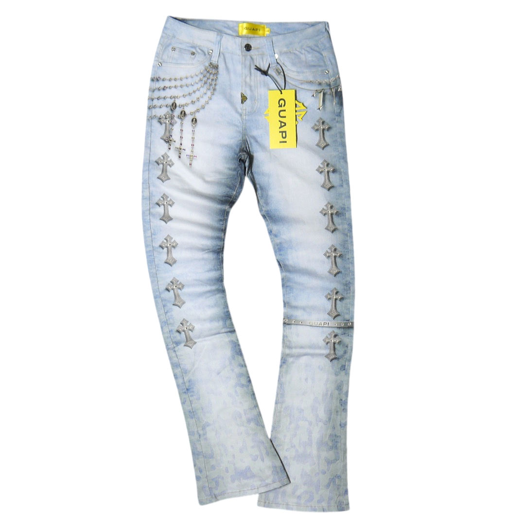 "Guapi" Aqua Blue Heavens Vault Denim Flare Jeans